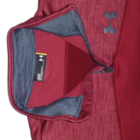Men's Under Armour Large 1/4 Quarter Zipper Pullover Burgundy - Picture 3 of 6